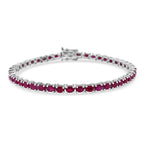 Natürlicher burmesischer Rubin Armband ca. 19 cm 925 Silber rhodiniert ca. 9.16 ct