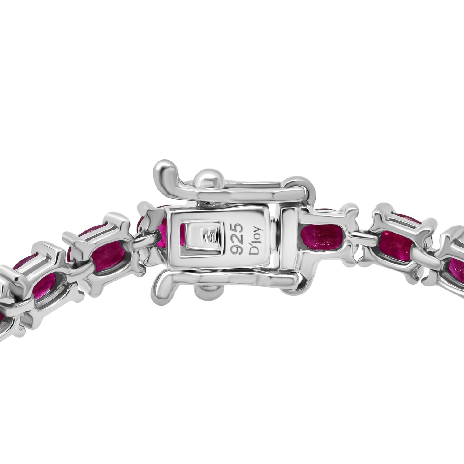 Natürlicher burmesischer Rubin Armband ca. 19 cm 925 Silber rhodiniert ca. 9.16 ct