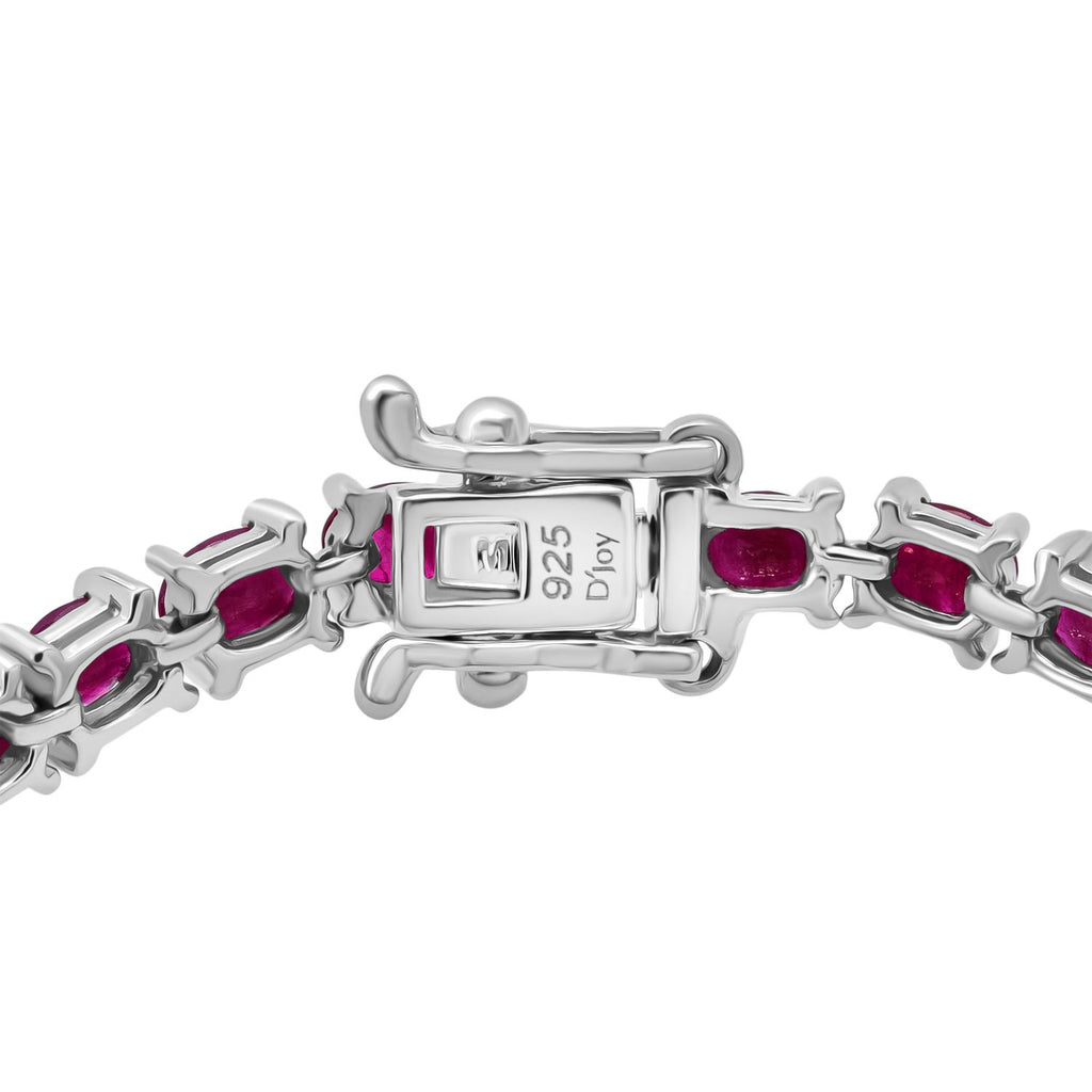 Natürlicher burmesischer Rubin Armband ca. 19 cm 925 Silber rhodiniert ca. 9.16 ct