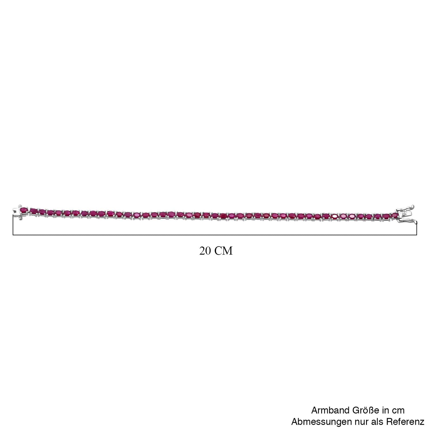 Natürlicher burmesischer Rubin Armband ca. 19 cm 925 Silber rhodiniert ca. 9.16 ct