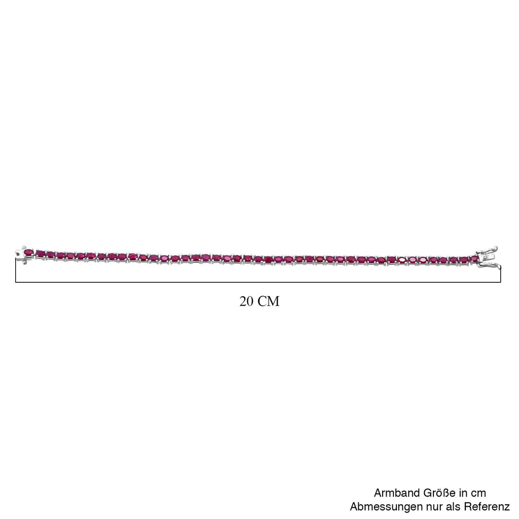 Natürlicher burmesischer Rubin Armband ca. 19 cm 925 Silber rhodiniert ca. 9.16 ct