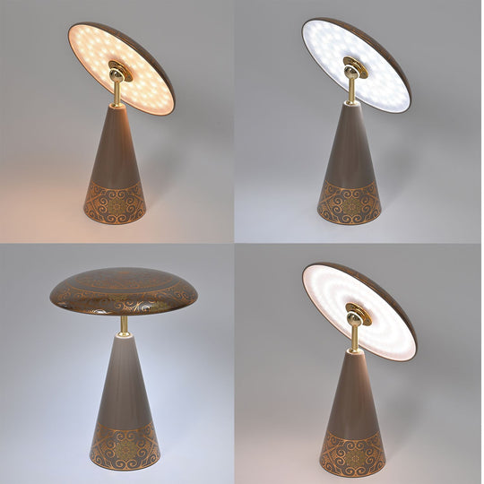 LIVMORE Kabellose Tischlampe mit Touch-Steuerung, Magnetdesign, Orientalisches Muster, 23x31 cm, Braun