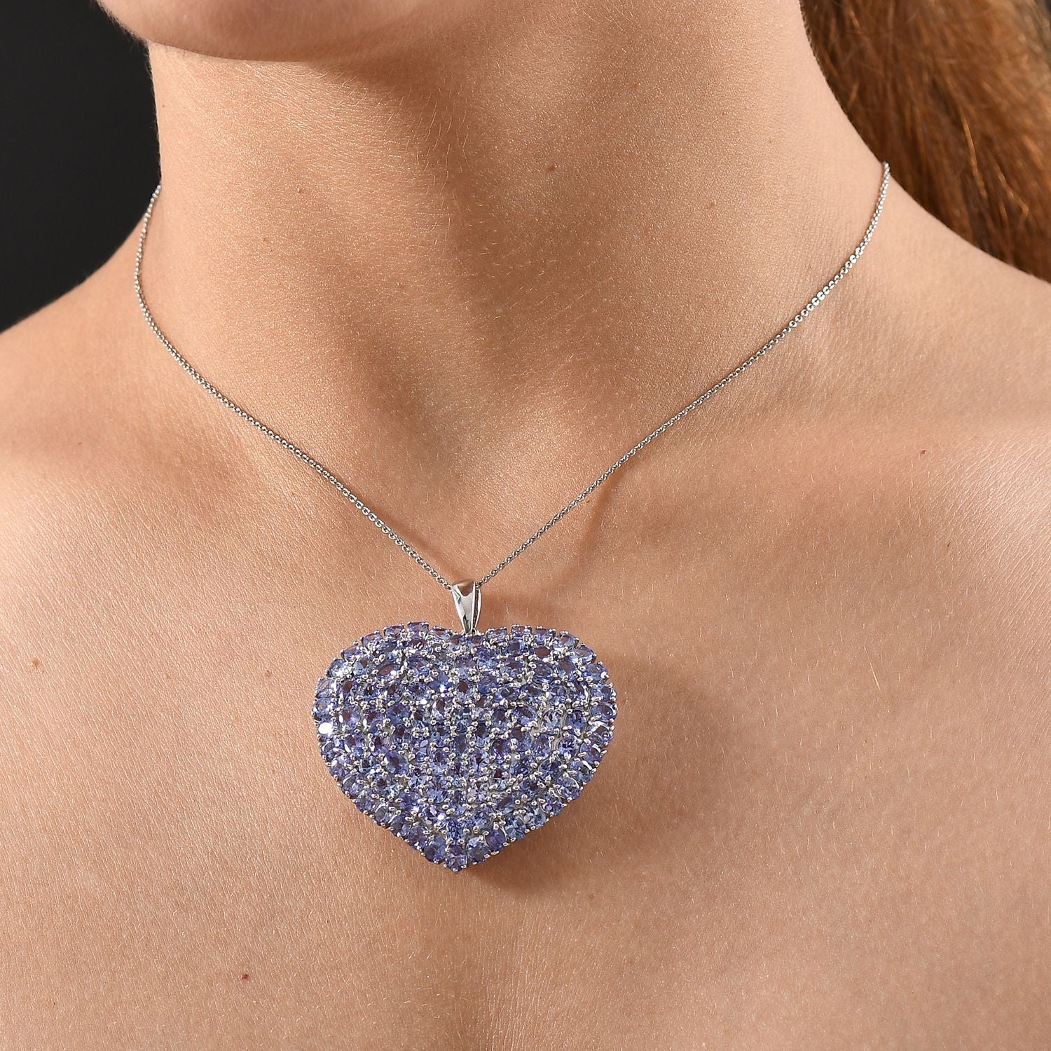 Tansanit Anhänger 925 Silber rhodiniert ca. 19.28 ct