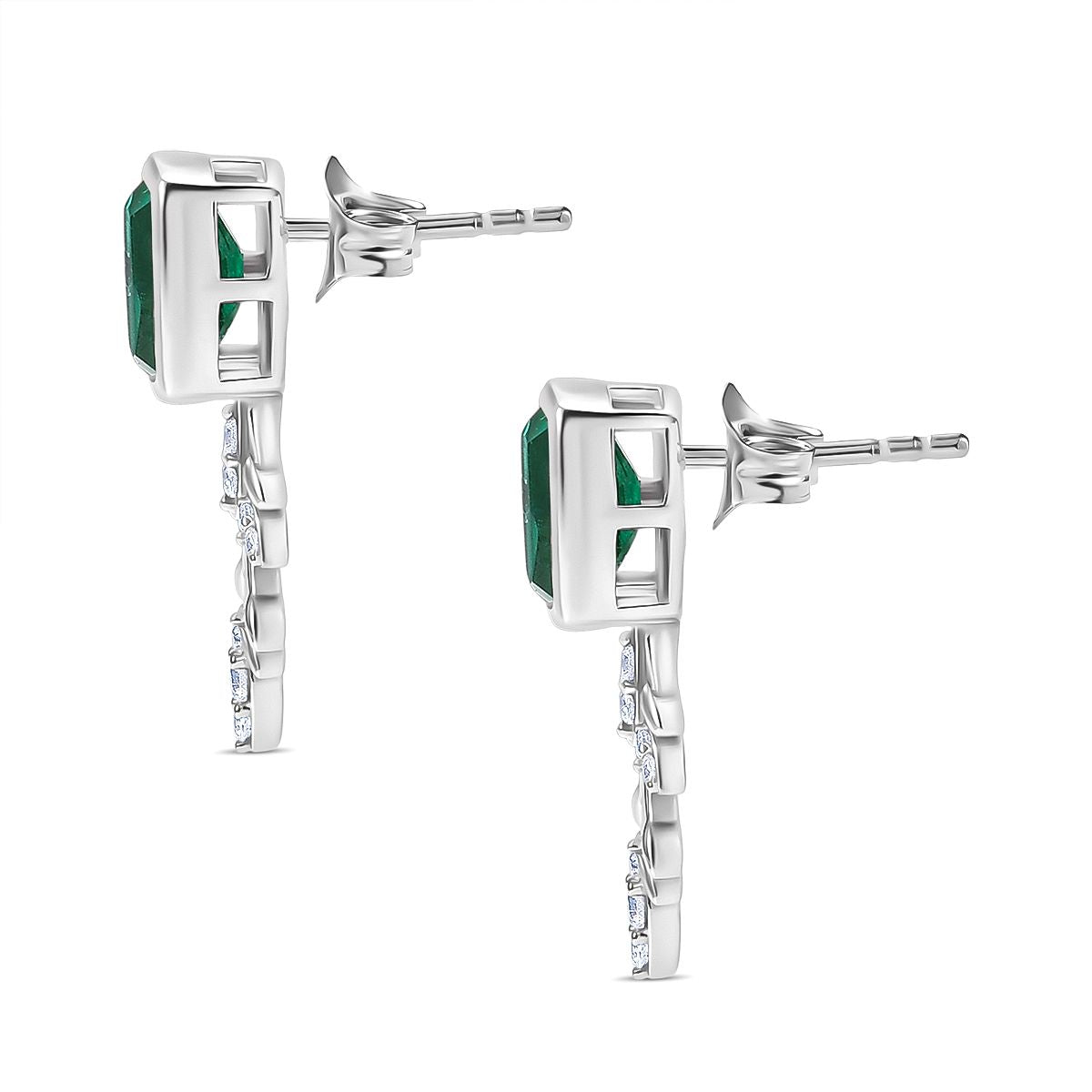 Pfau Quarz Triplette, Weißer Zirkon Ohrringe 925 Silber rhodiniert ca. 3.49 ct