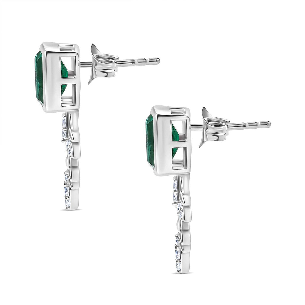 Pfau Quarz Triplette, Weißer Zirkon Ohrringe 925 Silber rhodiniert ca. 3.49 ct
