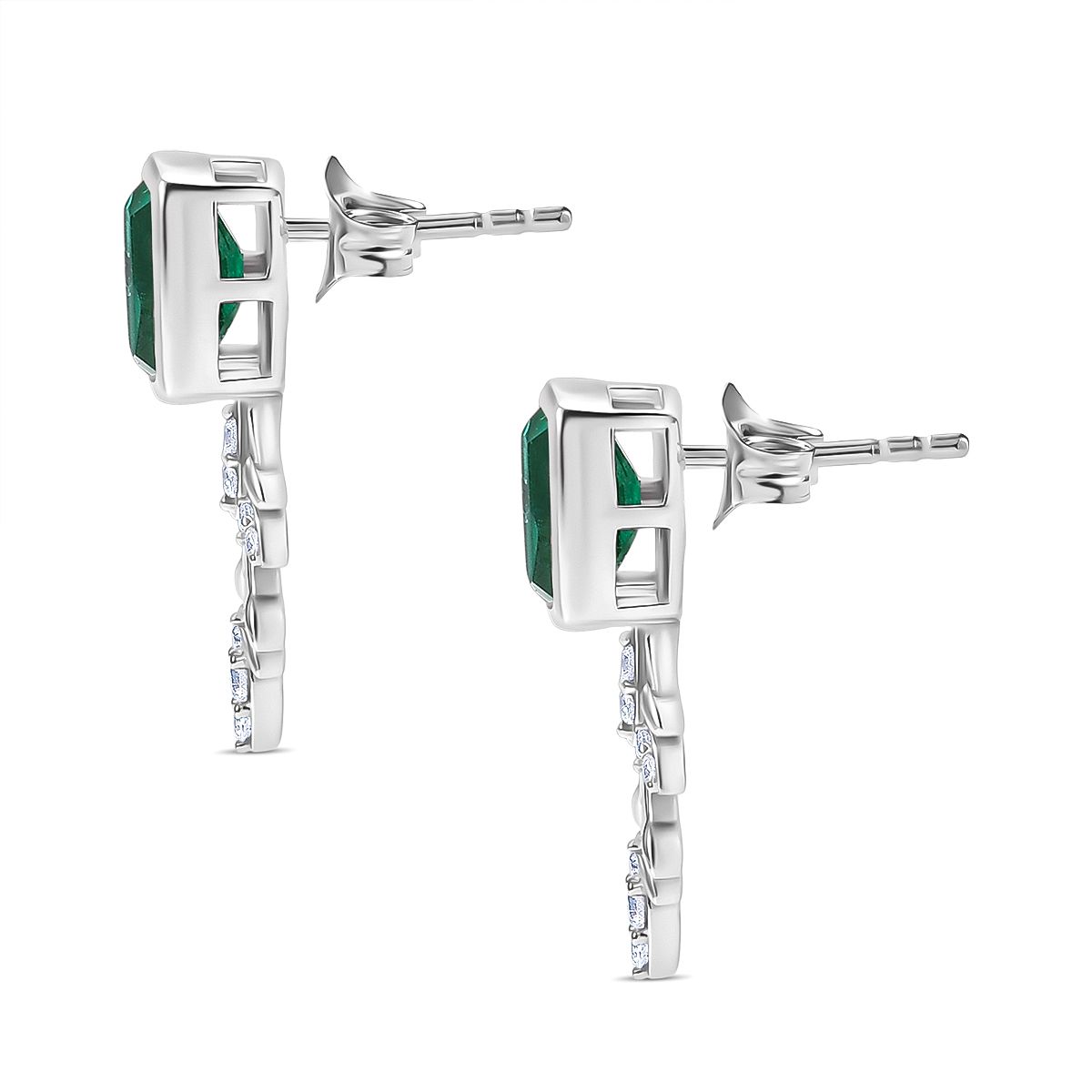 Pfau Quarz Triplette, Weißer Zirkon Ohrringe 925 Silber rhodiniert ca. 3.49 ct