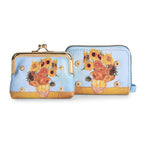 2-in-1-Geldbörse mit Sonnenblumen-Motiv, 11x5x8 cm, Blau