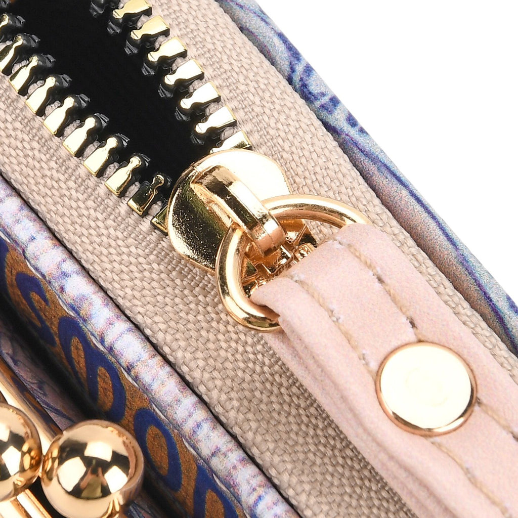 2-in-1-Geldbörse mit Gismonda-Motiv, 11x5x8 cm, Beige