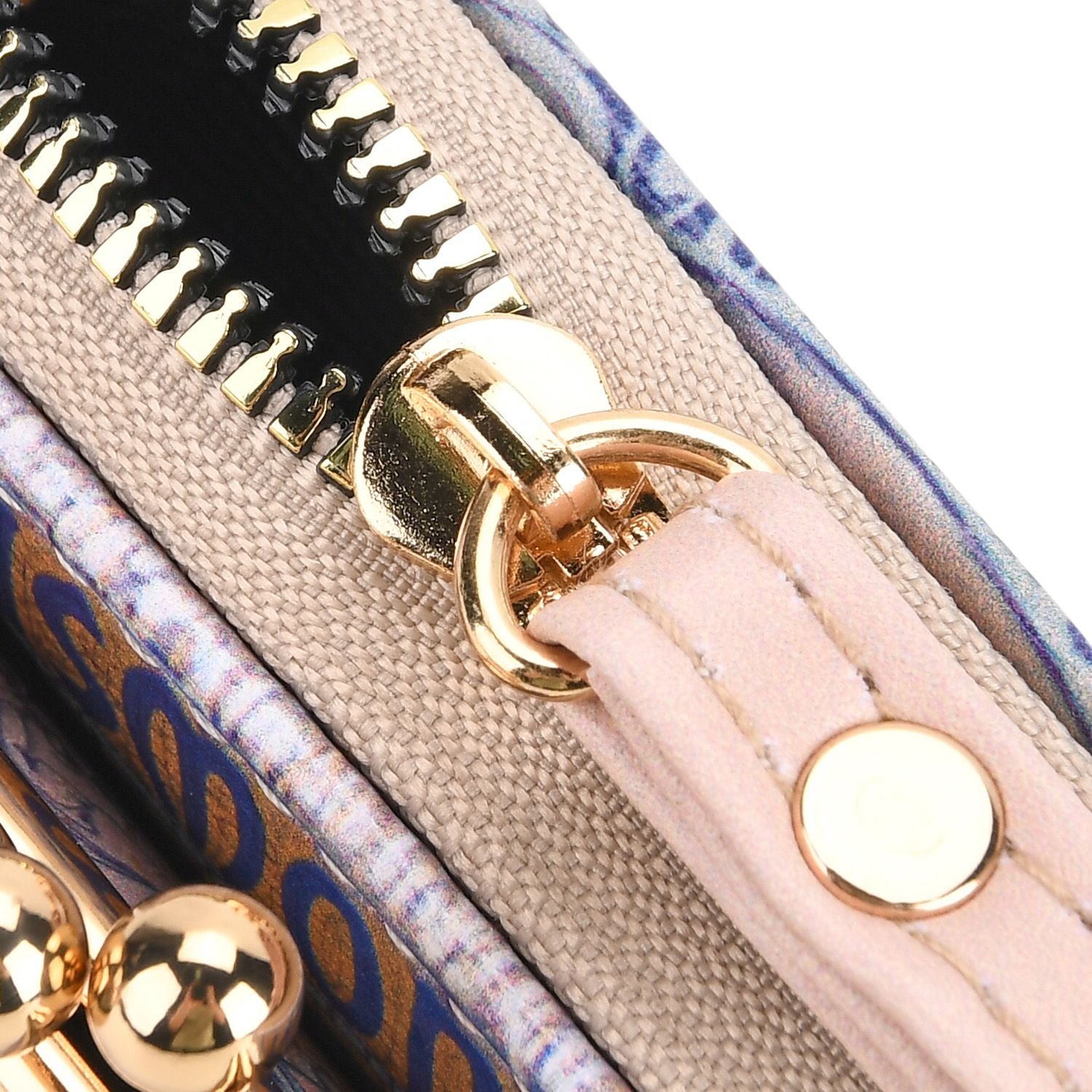 2-in-1-Geldbörse mit Gismonda-Motiv, 11x5x8 cm, Beige
