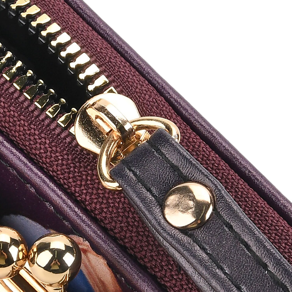 2-in-1-Geldbörse mit Mädchen-mit-Perlenohrring-Motiv, 11x5x8 cm, Schwarz