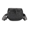 PU Crossbody Tasche mit gemustertem Riemen, 22x8x19cm, Schwarz