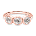 D’joy 100 Facetten Moissanit Ring 925 Silber 750 Roségold Vermeil (Größe 19.00) ca. 1,37 ct