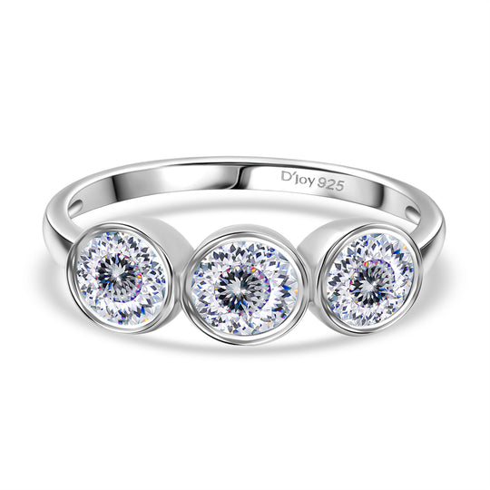 100 Facetten Moissanit Ring 925 Silber 750 Roségold Vermeil (Größe 20.00) ca. 1.37 ct