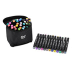 Set mit 48 Dual-Markern und Aufbewahrungstasche, Größe 14x10,5x16 cm, Schwarz