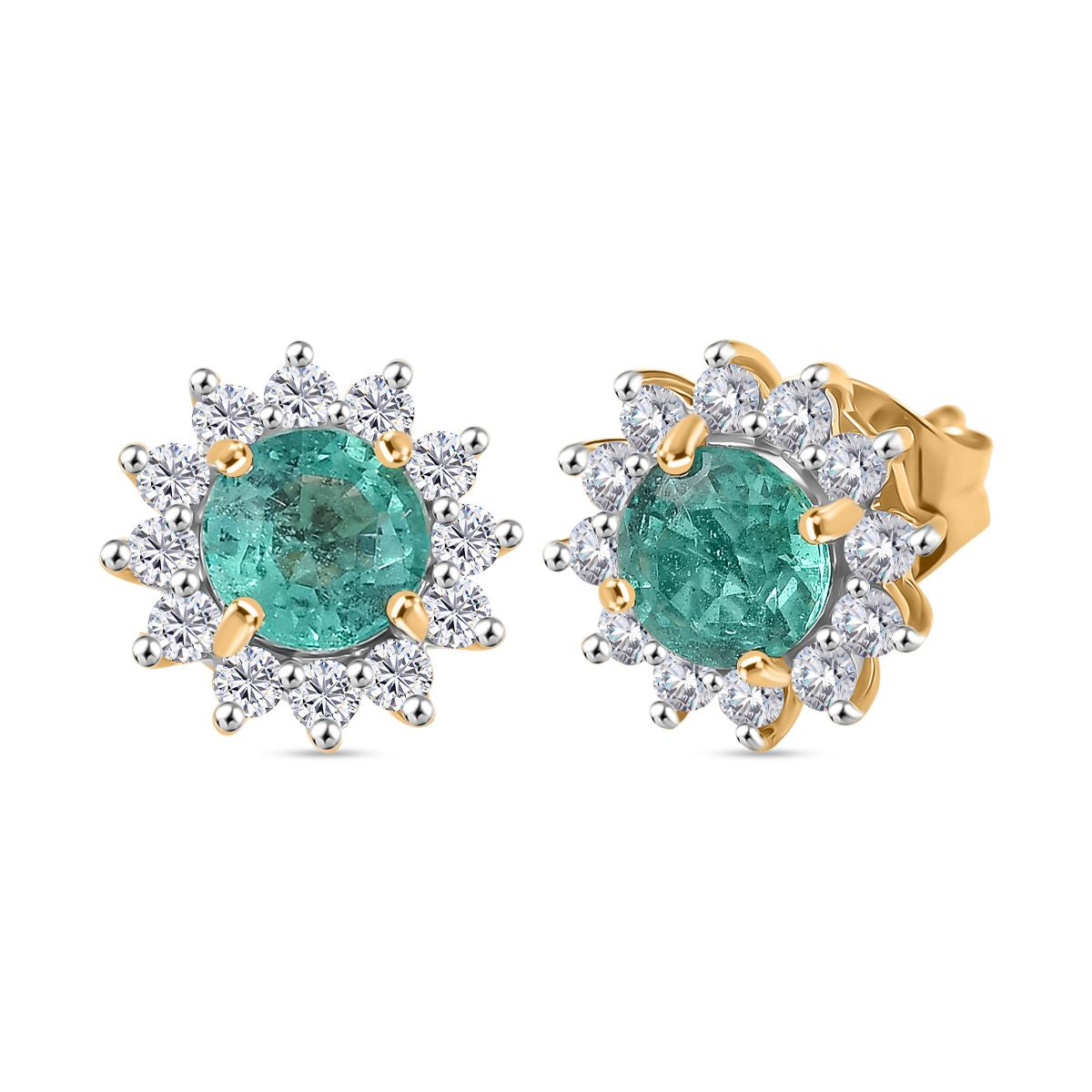 AAA Kagem Sambischer Smaragd, Lab Grown Diamant Ohrringe 375 Gold ca. 1,32 ct.