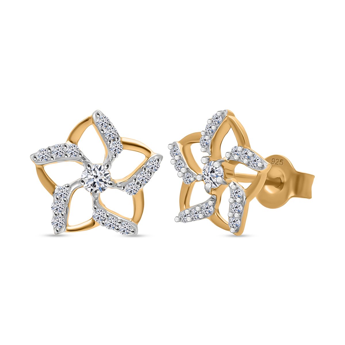 LUXURIANT DIAMOND - Lab Grown Diamant SI-GH SGL zertifiziert Ohrringe 925 Silber 750 Gelbgold Vermeil ca. 0.33 ct