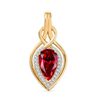 Royal Drops - D joy Synthetischer Padparadscha-Saphir, Weißer Zirkon Anhänger 925 Silber 750 Gelb Vergoldet ca. 2.47 ct