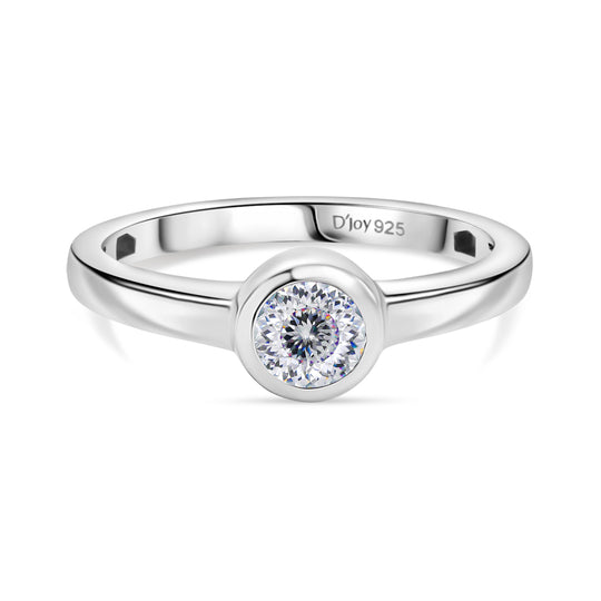 D’joy 120 Facetten Moissanit Ring 925 Silber platiniert ca. 0,47 ct
