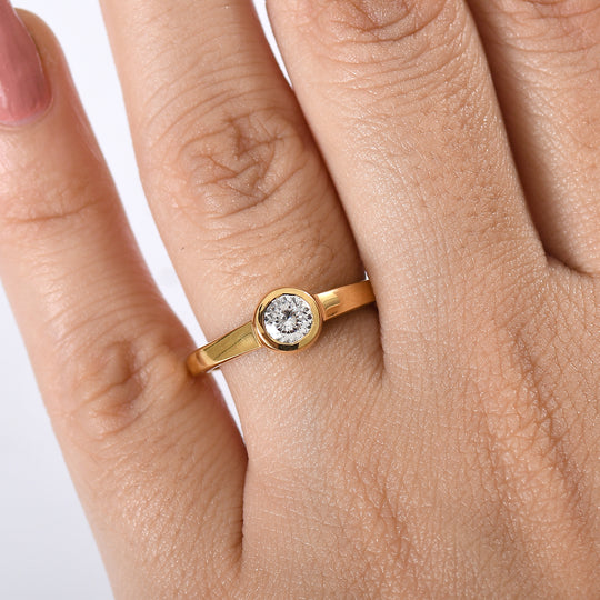 D’joy 120 Facetten Moissanit Ring 925 Silber platiniert ca. 0,47 ct