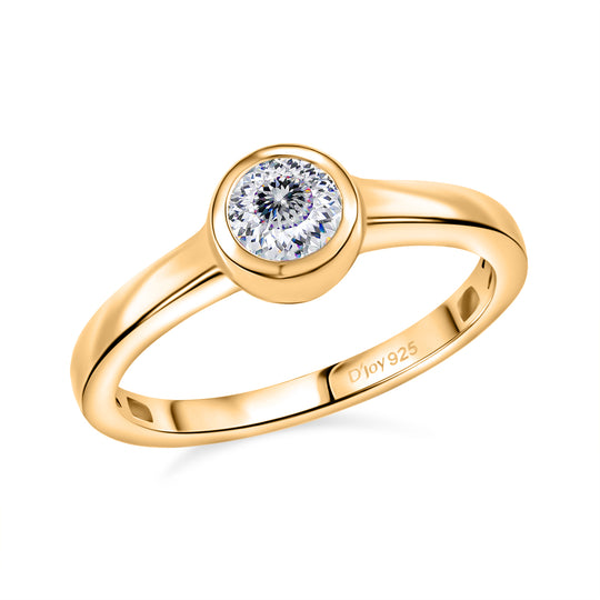 D’joy 120 Facetten Moissanit Ring 925 Silber platiniert ca. 0,47 ct
