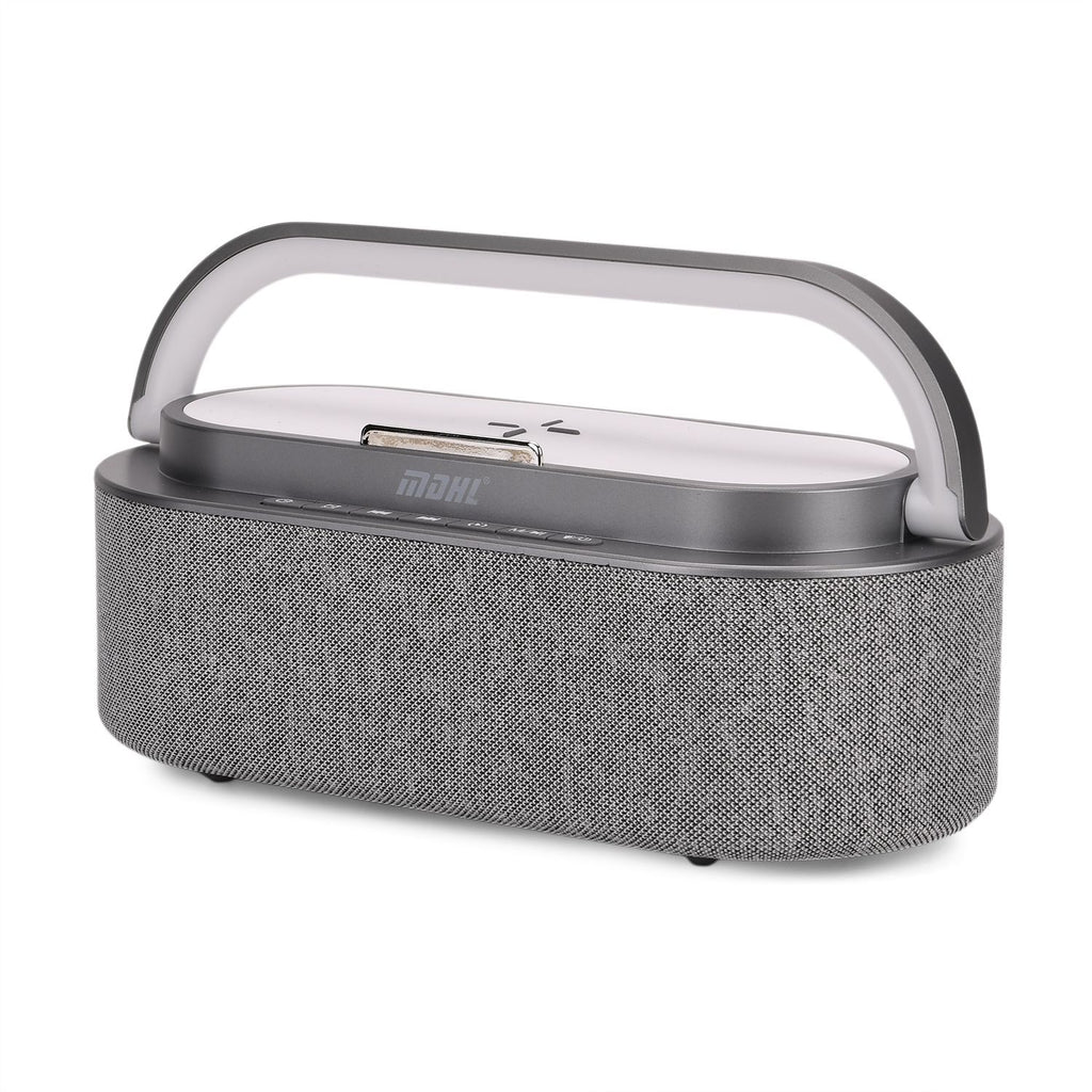 Tragbarer Bluetooth-Lautsprecher und Aufladegerät mit Regenbogen LED Licht, 15W, 235x93x113 mm, Grau