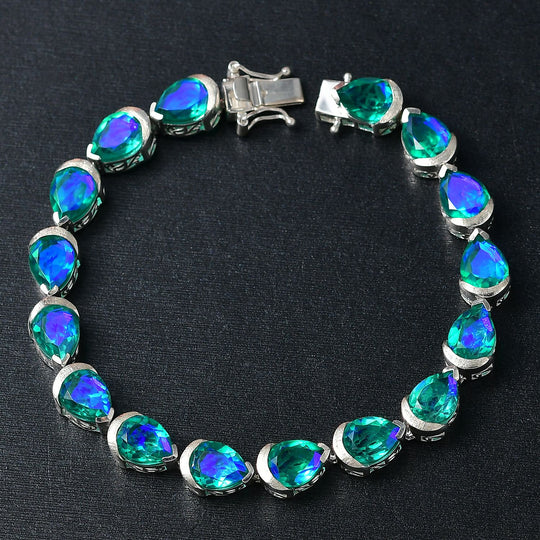 D'joy Pfau Quarz Triplette Armband ca. 20 cm 925 Silber rhodiniert ca. 31.76 ct