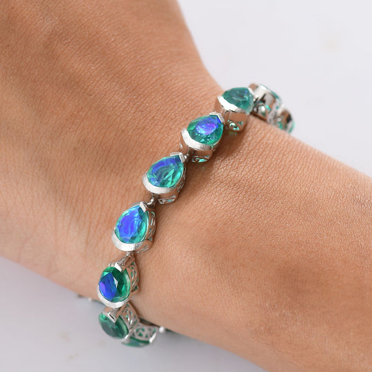 D'joy Pfau Quarz Triplette Armband ca. 20 cm 925 Silber rhodiniert ca. 31.76 ct