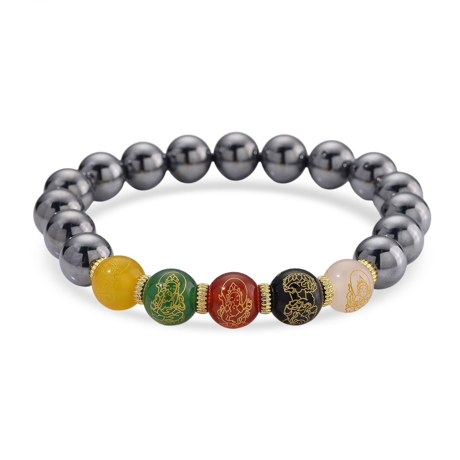 Terahertz, Mehrfarbiger Achat Armband, Flexibles (ca. 18 - 19 cm) gelb vergoldet ca. 120.00 ct