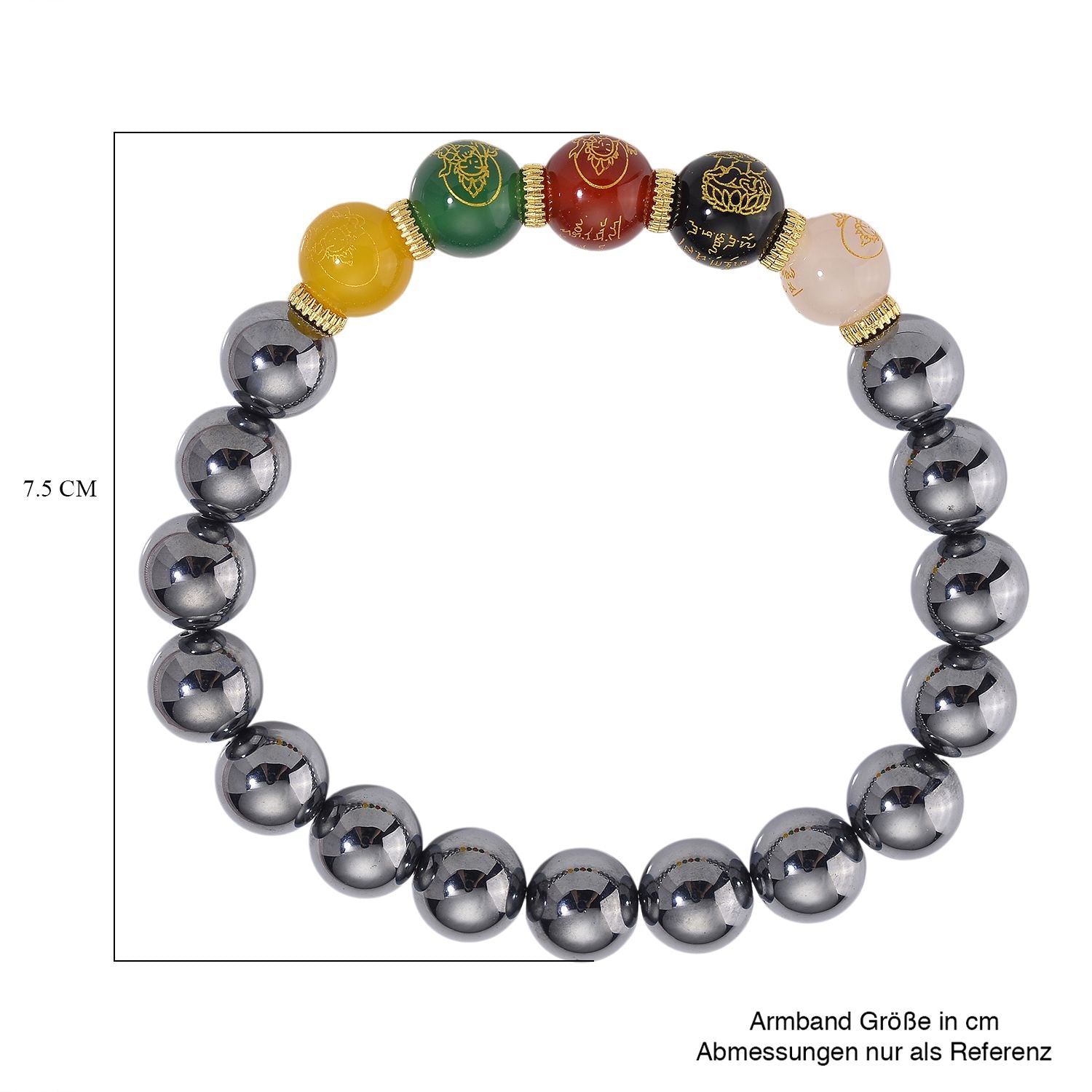 Terahertz, Mehrfarbiger Achat Armband, Flexibles (ca. 18 - 19 cm) gelb vergoldet ca. 120.00 ct