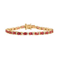Empress Flame - D joy Lab Created Padparadscha-Saphir, Moissanit Armband ca. 19 cm 925 Silber 750 Gelbgold Vermeil ca. 15.11 ct