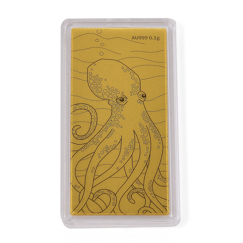 999er Goldbarren mit Oktopus Motiv