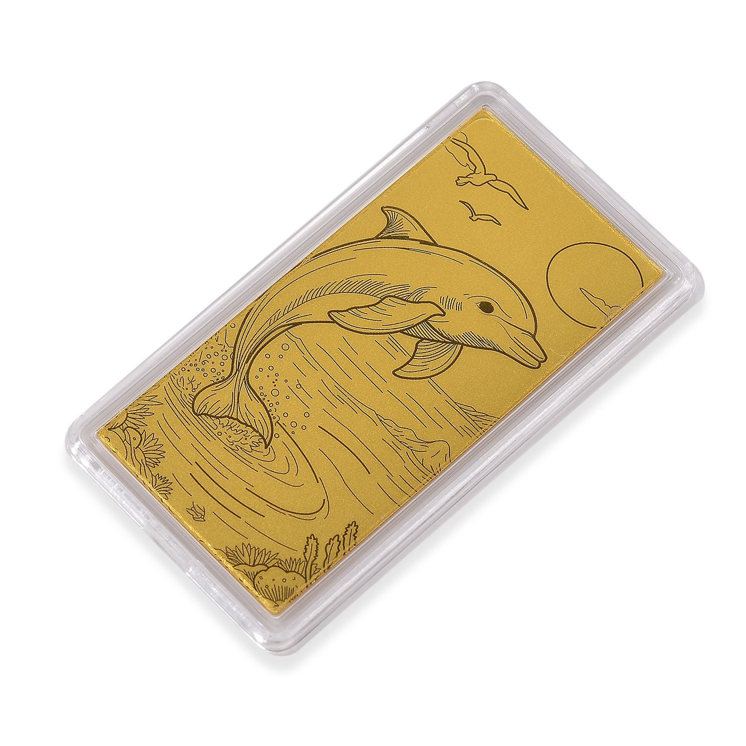 999er Goldbarren mit Delfin-Motiv