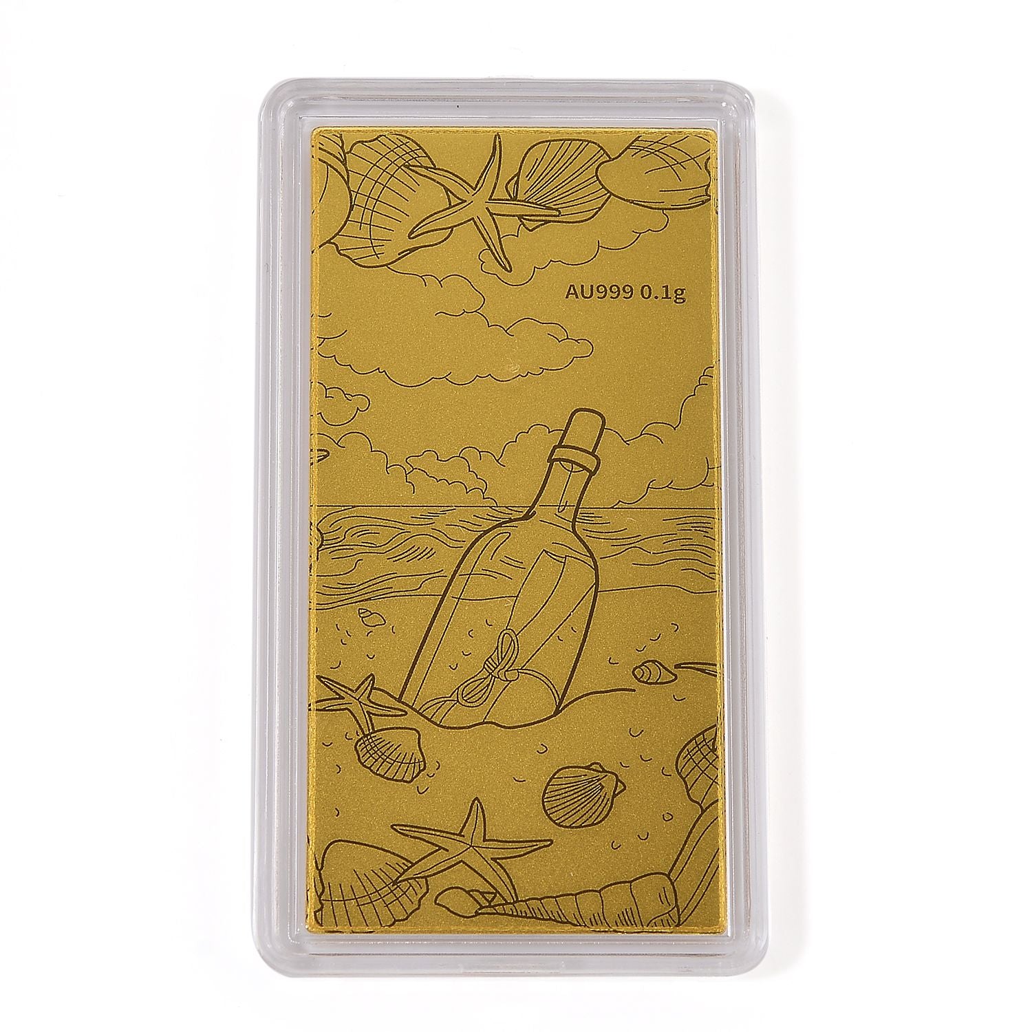 999er Goldbarren mit Flasche-Motiv