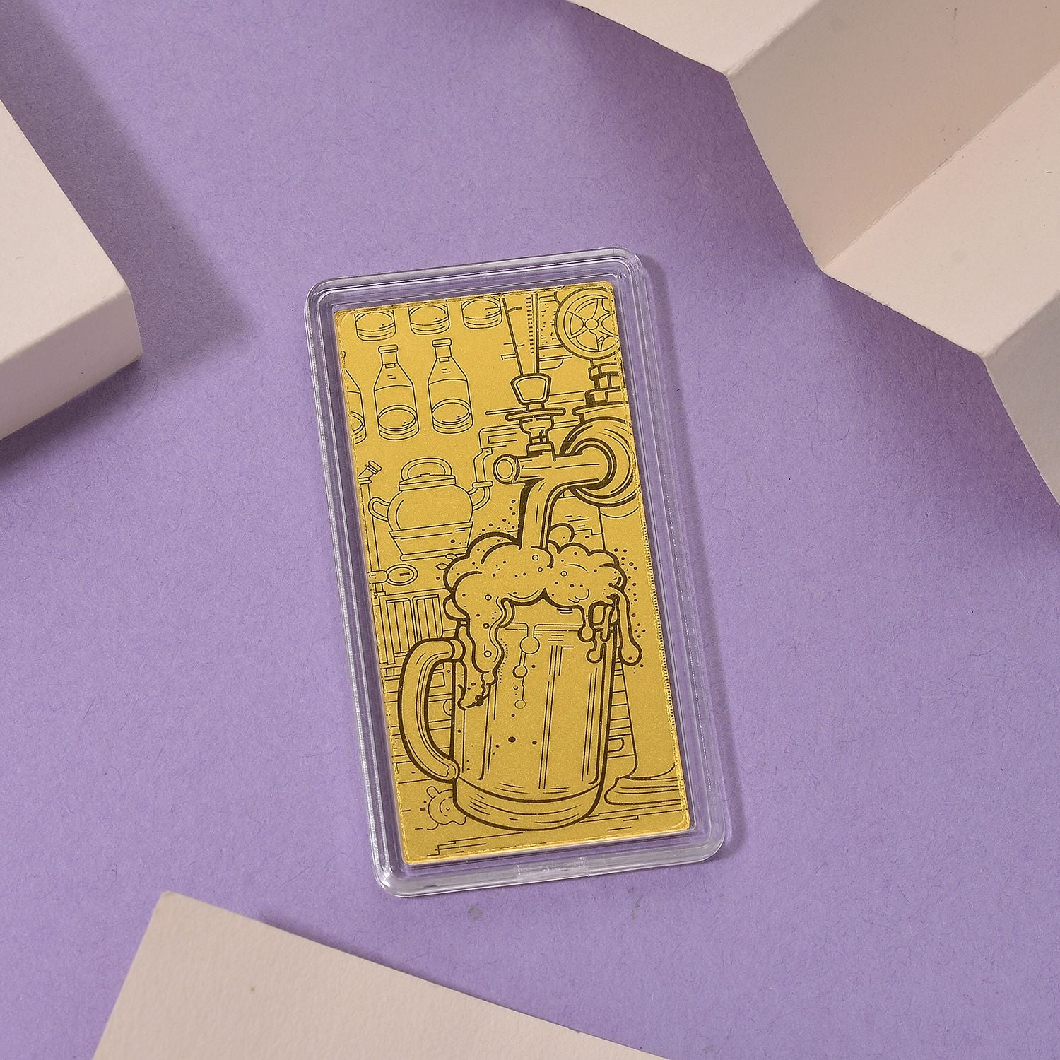 999er Goldbarren mit Glas-Motiv