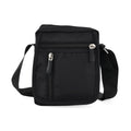 Umhängetasche mit mehreren Reißverschlussfächern und RFID-Schutz, 12,5x6x16cm, Schwarz