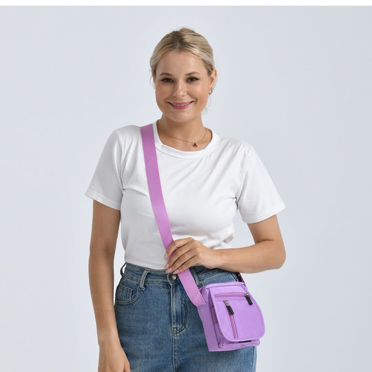 Umhängetasche mit mehreren Reißverschlussfächern und RFID-Schutz, Größe 12,5x6x16 cm, Anthrazitgrau