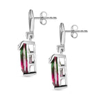 Dewleaf Drop - D joy Wassermelonen Quarz Triplette, Weißer Zirkon Ohrringe 925 Silber rhodiniert ca. 5.78 ct