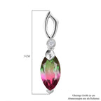 Dewleaf Drop - D joy Wassermelonen Quarz Triplette, Weißer Zirkon Ohrringe 925 Silber rhodiniert ca. 5.78 ct