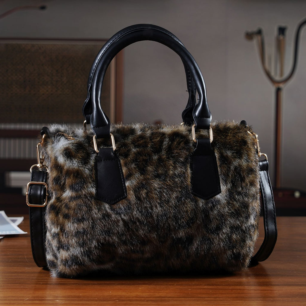 Crossbody Bag in Leopard-Optik, Braun-Schwarz, 26x17x13 cm