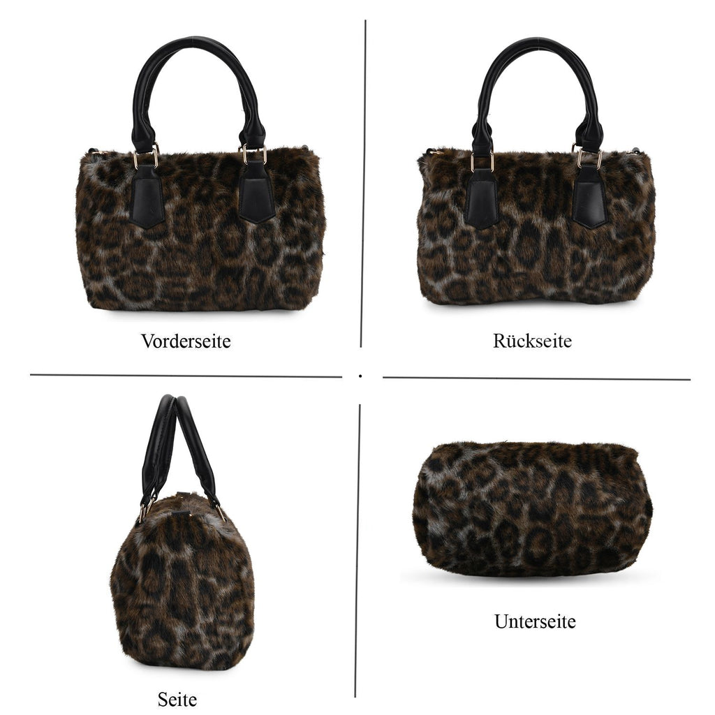 Crossbody Bag in Leopard-Optik, Braun-Schwarz, 26x17x13 cm