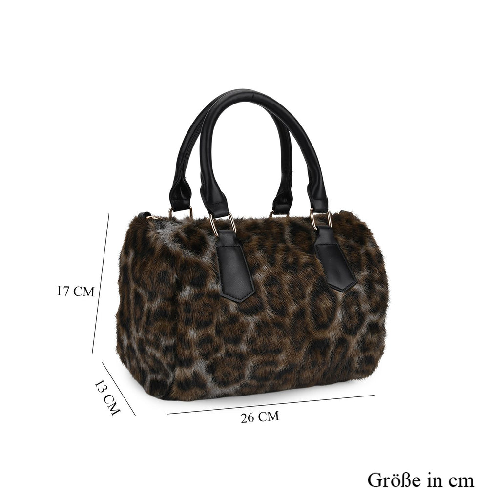 Crossbody Bag in Leopard-Optik, Braun-Schwarz, 26x17x13 cm
