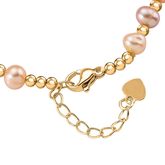Weißes Keshi Perle und mehrfarbiges Süßwasser Perle 16,5+5cm Armband, Messing