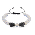 Opalite, Schwarzer Zirkonia Armband, Flexibles, Messing Schwarzes Rhodium