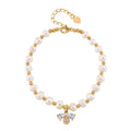 Weiße Süßwasser Perle, Zirkonia Armband ca. 18cm + 5cm Extender, Nickelfreies Messing gelb vergoldet