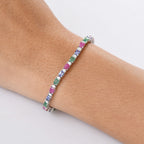 D'Joy AA Tansanit,Kagem Sambischer Smaragd und Moissanit Armband ca. 16.5 cm 925 Silber rhodiniert ca. 5.77 ct