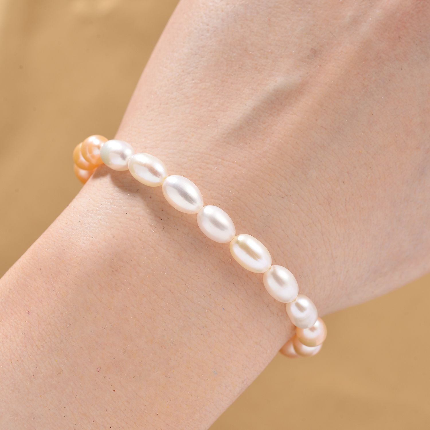 AAA mehrfarbiges Süßwasser Perle 18+2,5cm Armband, Messing