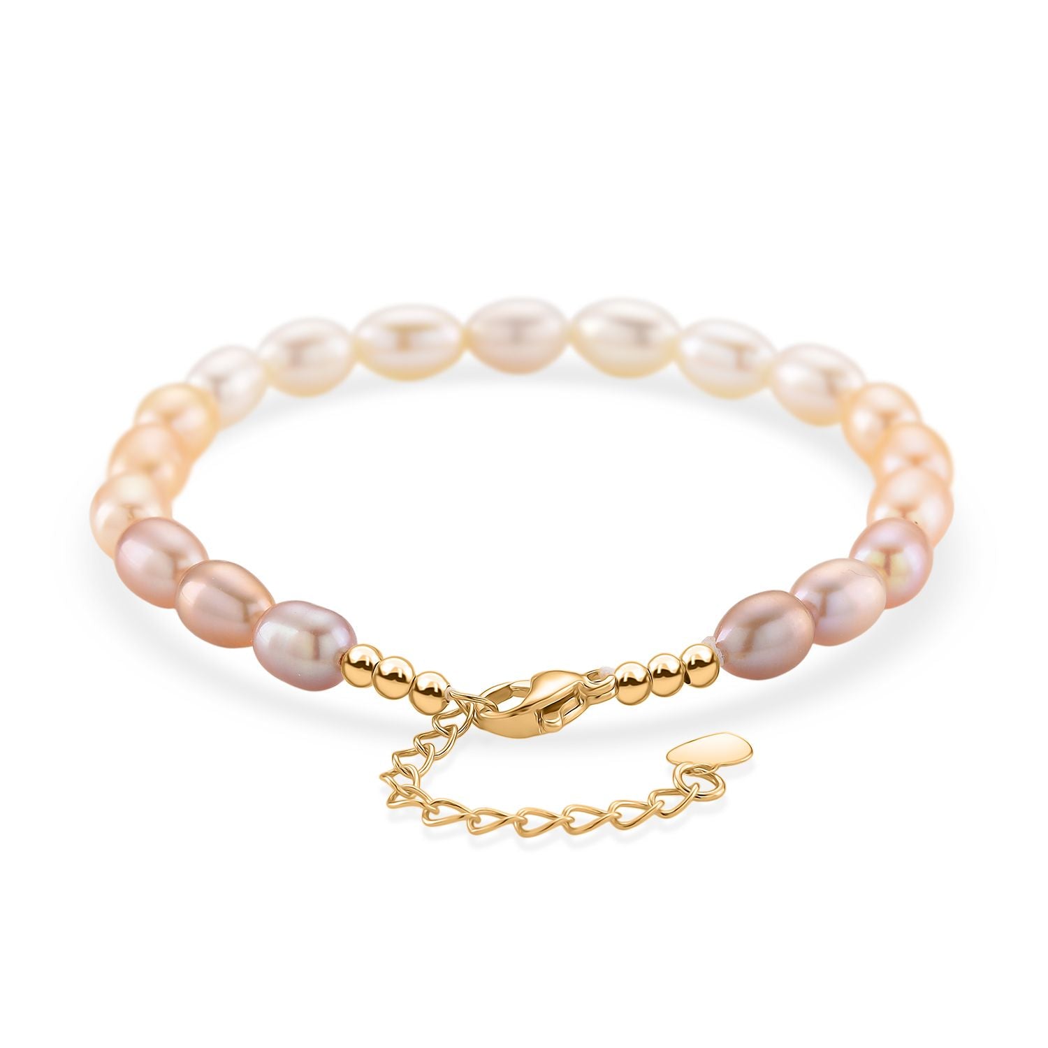 AAA mehrfarbiges Süßwasser Perle 18+2,5cm Armband, Messing