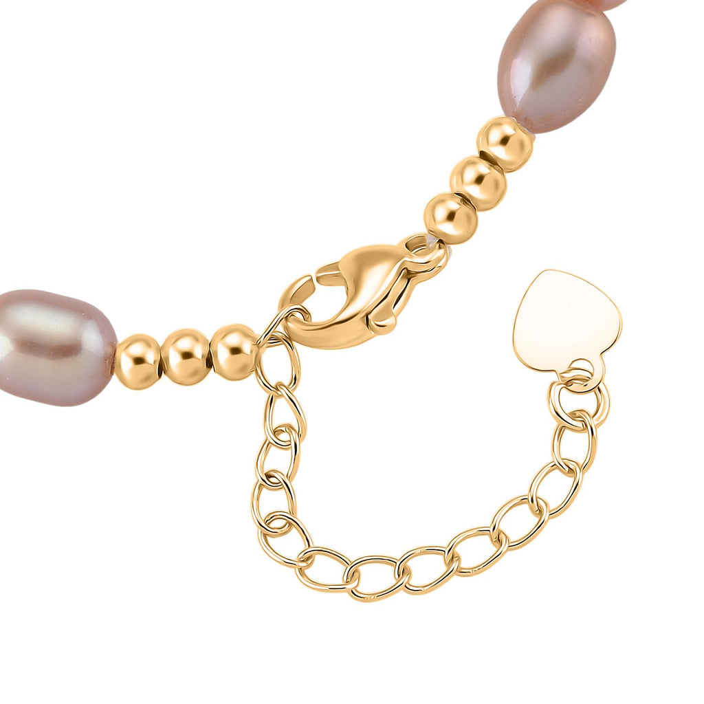 AAA Mehrfarbige Süßwasser Perle Armband ca. 18 cm + 2.5 cm Extender, Nickelfreies Messing gelb vergoldet