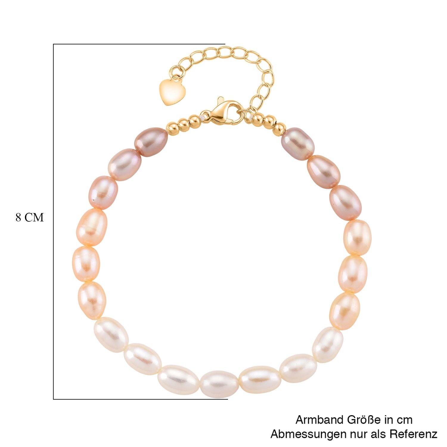 AAA mehrfarbiges Süßwasser Perle 18+2,5cm Armband, Messing
