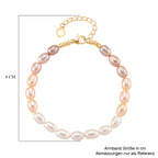 AAA Mehrfarbige Süßwasser Perle Armband ca. 18 cm + 2.5 cm Extender, Nickelfreies Messing gelb vergoldet